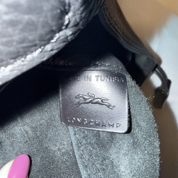 Longchamp Roseau Essential Leather Hobo Shoulder Bag Purse Black Pebbled Large - Picture 10 of 16